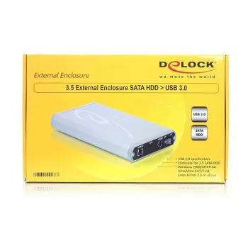 DeLOCK 8,90 cm (3.5) ulkoinen kotelo SATA HDD - USB3.0 - tallennuskotelo - 8,9 cm (3.5) - S-ATA2 - 300MBps - SuperSpeed USB (42478)