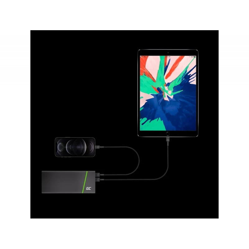 Lightning-kaapeli Green Cell KABGC18 — 2 m, Lightning–USB-A, musta