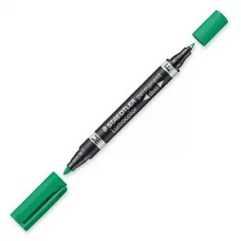 Pysyvä merkkiaine Staedtler Lumocolor Duo Fine/Bullet Tip vihreä
