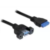 USB 3.0 F/F -kaapeli DeLOCK 83118 0,5 m musta