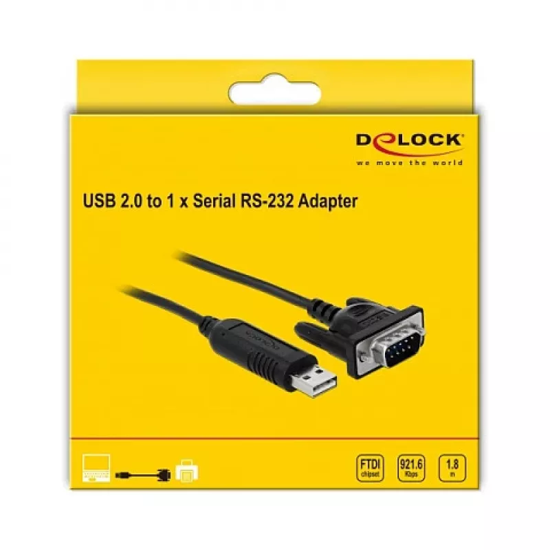 Sarjakaapeli DeLOCK 66282 musta 1,8 m RS-232 USB Type-A