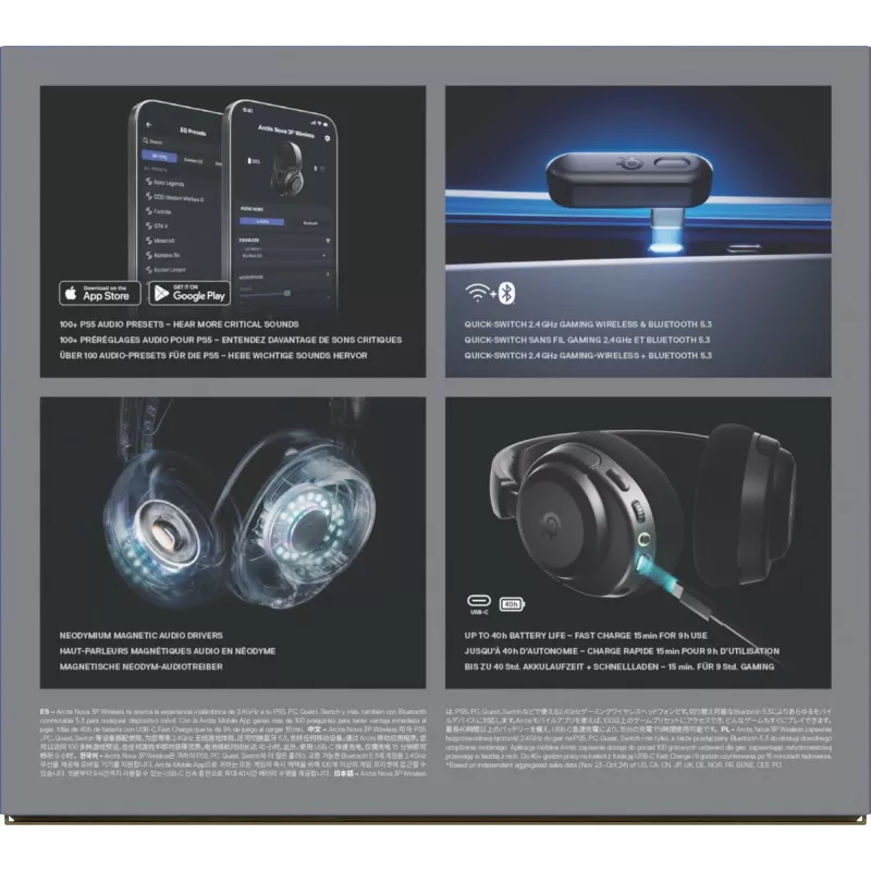 SteelSeries Arctis Nova 3P Wireless langaton pelikuulokemikrofoni, Bluetooth/2,4 GHz, musta
