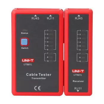 Verkkokaapelitestari Unit UT681L RJ45- ja RJ11-liittimille, jatkuvuus- ja kytkentätarkistus