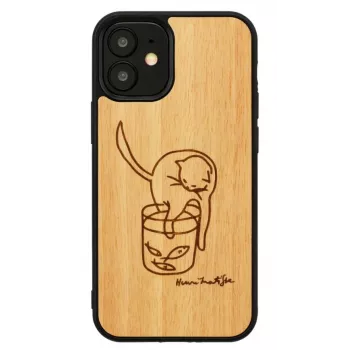 Man and Wood -puhelinkotelo iPhone 12 mini — painettu kissa ja punainen kala
