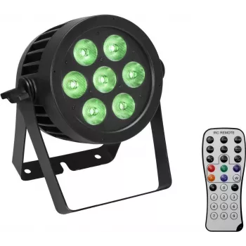 LED PAR-valo EUROLITE 7x8W QCL Spot — 7x8W RGBW LEDit, kompakti lava-/studiovalaisin