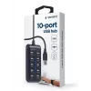 USB-keskitin Gembird UHB-U2P10P-01 — 10-porttinen USB 2.0 -keskitin