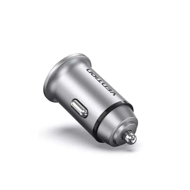 Vention kaksiporttinen USB A+A (30+30) autolaturi harmaa Mini-tyyli alumiiniseos
