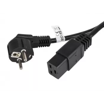 Virtajohto CEE 7/7 - IEC 320 C19 16A VDE 1,8M musta