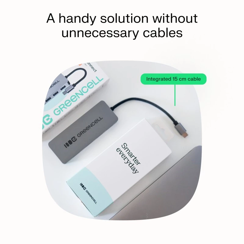 USB-keskitin Green Cell HUB-GC-C4A — 4-porttinen USB-C 3.0 -keskitin
