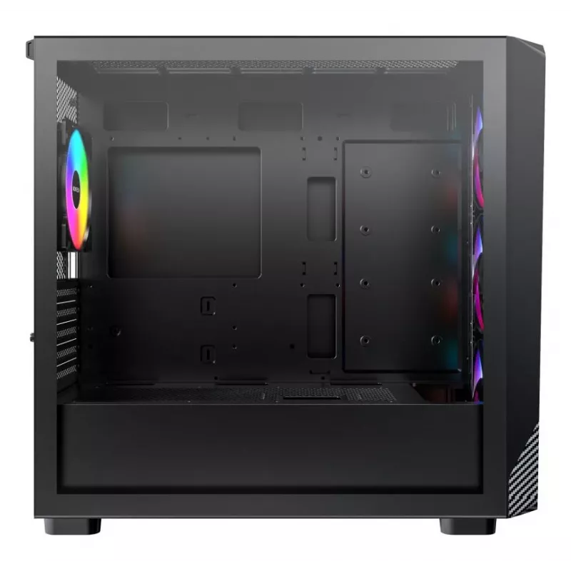 Montech X5M (B) Micro Tower -PC-kotelo – Micro-ATX/Mini-ITX, 3x120mm edessä, 1x120mm takana, tukee ATX-virtalähteitä, 2x3,5 inch + 4x2,5 inch, musta