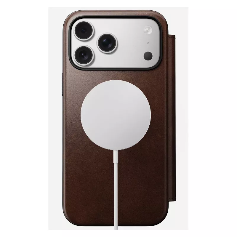 Nomad Modern Leather Folio -puhelinkotelo iPhone 17 Pro Max — ruskea, nahka, 6,3
