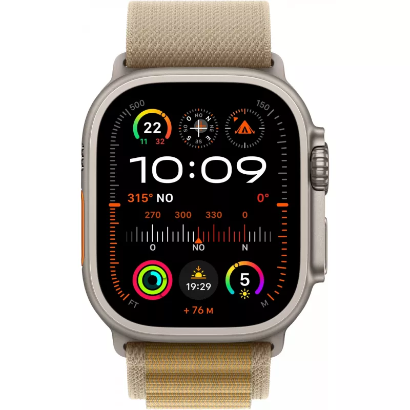 APPLE Watch Ultra 2 GPS + Cellular 49 mm Natural Titanium -kotelo ja Tan Alpine Loop – Large