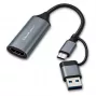 USB-C - USB-A ja HDMI 4K 30Hz -adapteri QOLTEC alumiinista