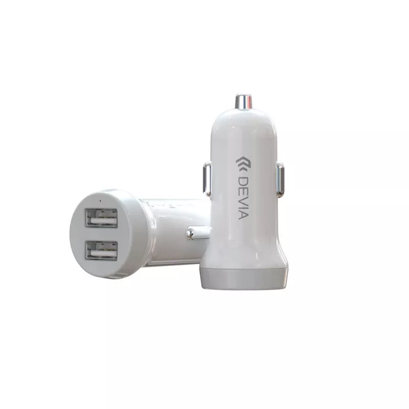 Devia Smart Series Lightning -autolaturi 5V 3,1A Dual USB valkoinen