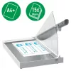 Leitz Precision -toimistopaperileikkuri A4+, 15 arkkia, manuaalinen kiinnitys, ruostumaton teräs, A4 Maxi, 80 g/m², lasi