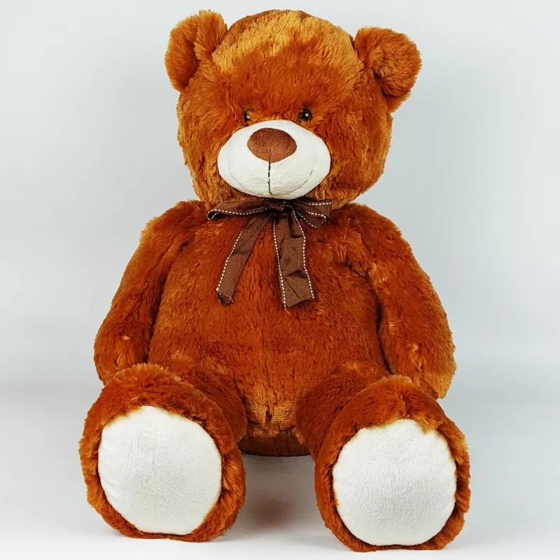 Maskotti pehmo-teddykarhu rusetilla 70 cm ruskea