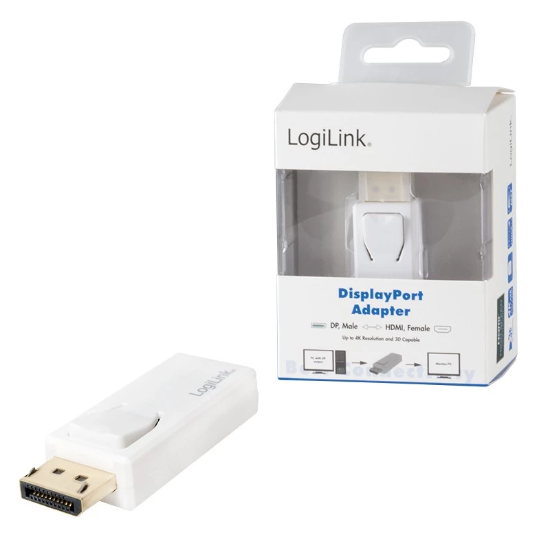 Kaapelin sukupuolenmuunnin LogiLink CV0100 DisplayPort HDMI valkoinen