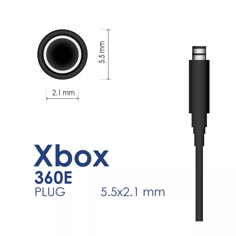 Akyga AK-PD-12 virtalähde Xbox 360 E:lle, 12 V / 9,6 A + 5 V / 1 A, 120 W