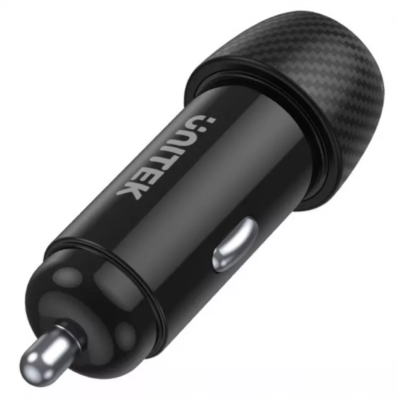 Autolaturi Unitek P1400A USB-C ja USB-A, 38W, Quick Charge 3.0, tulo 12–24V, musta