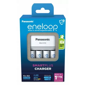 PANASONIC Eneloop Smartplus BQ-CC55 -akkulaturi + 4x AA 2000 mAh (K-KJ55MCD40E)