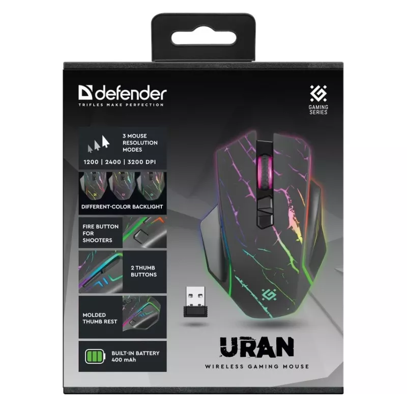 Hiiri DEFENDER GM-503 URAN OPTIC RF RGB 3200dpi 8P