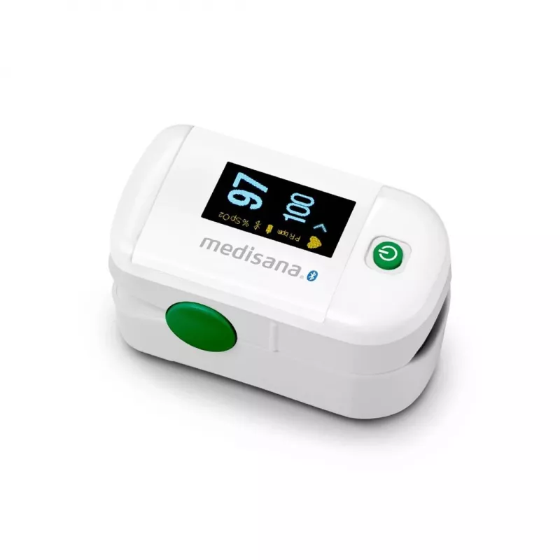 Medisana PM 100 Connect -pulssioksimetri, harmaa/valkoinen