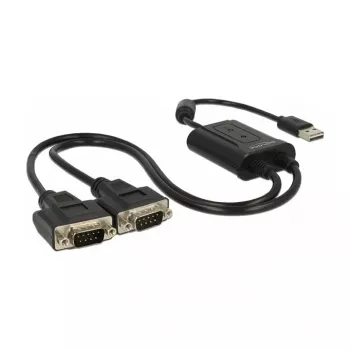 Sarjakaapeli DeLOCK 63950 USB 2.0 Type-A 2 x RS-232 DB9 musta 0,6 m