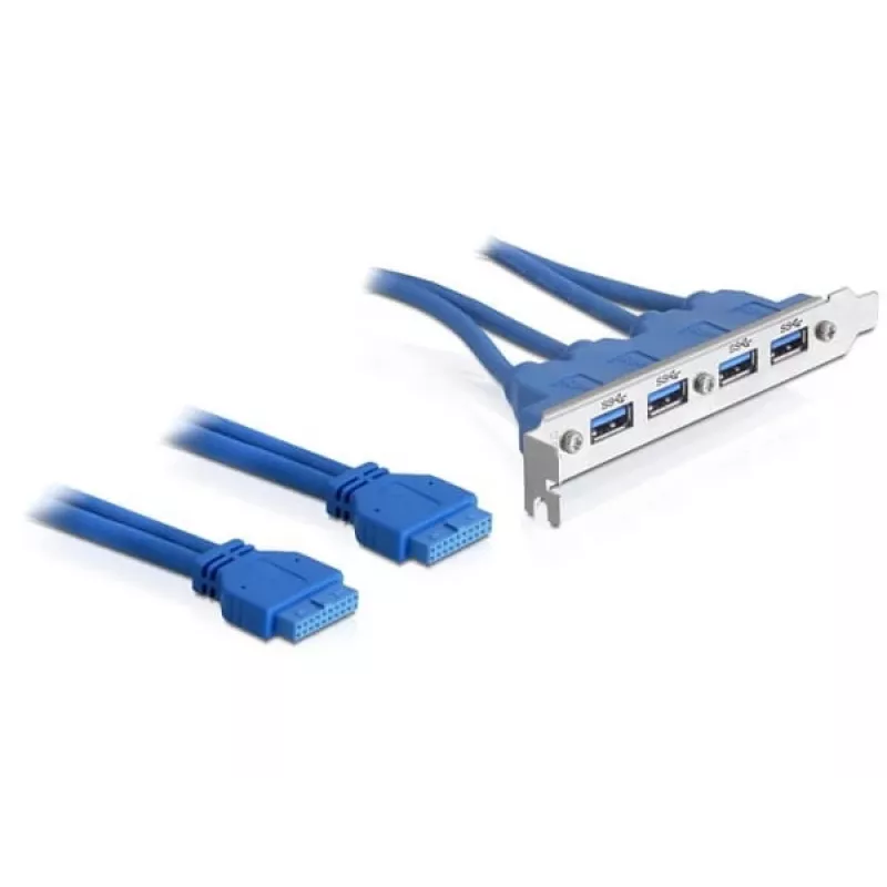 DeLOCK korttipaikkapelti USB3.0 pin header 19 pin 2 x Internal > 4 x USB3.0-A Socket external - korttipaikkapelti (82974)