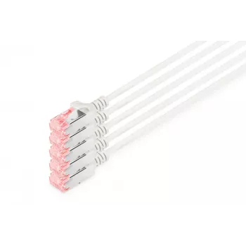 Digitus DK-1624-100S-5 CAT 6 U/FTP Slim -kytkentäkaapeli, 10 m, harmaa, 5 kpl:n pakkaus