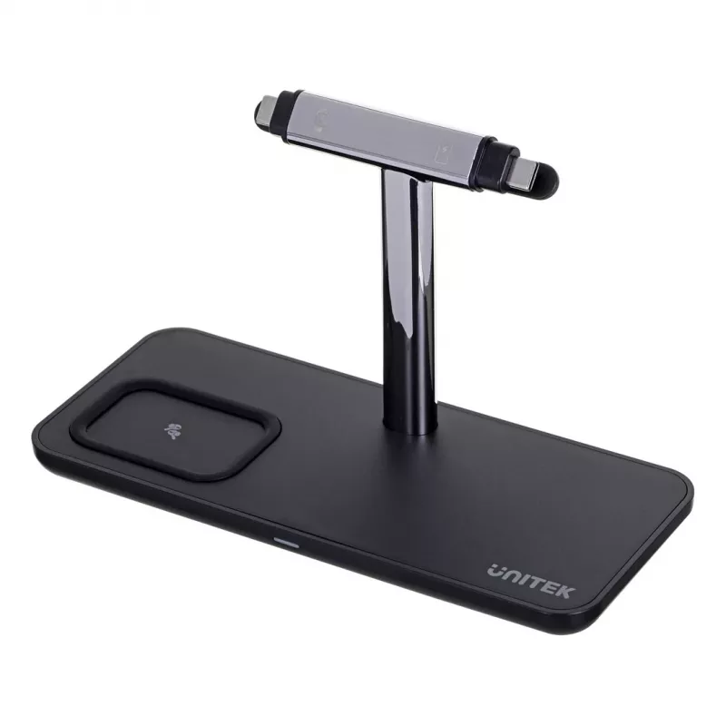 Vapaasti seisova latausasema UNITEK P1212A 15 W langaton ABS musta hopea