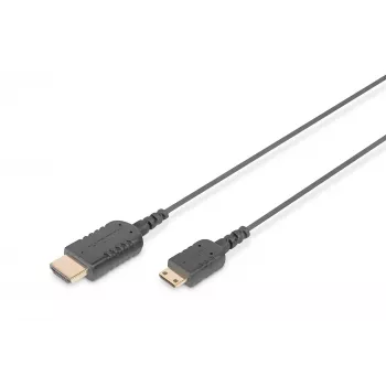 DIGITUS HDMI High Speed -liitäntäkaapeli - HDMI-kaapeli - HDMI uros 19-pin mini HDMI Type-C uros - 2,0 m - kaksoiseristys - musta - muotoiltu