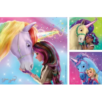 Palapeli Ravensburger Unicorn Academy – 3 x 49 palaa, setti lapsille
