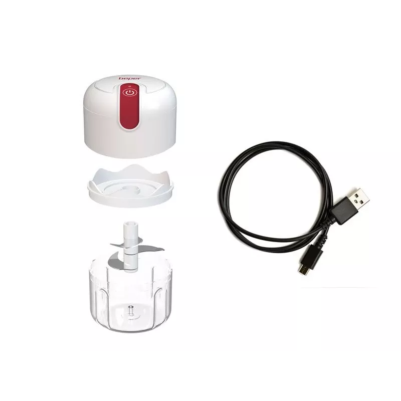 Beper P102ROB050 USB-ladattava silppuri, 0,25 L, 30 W, valkoinen/punainen