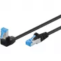Goobay CAT 6A patch-kaapeli 1x 90° kulma, S/FTP (PiMF), musta, 1 m – lukituskielekkeen yläpuoli, LSZH halogeeniton, kupari (51557)
