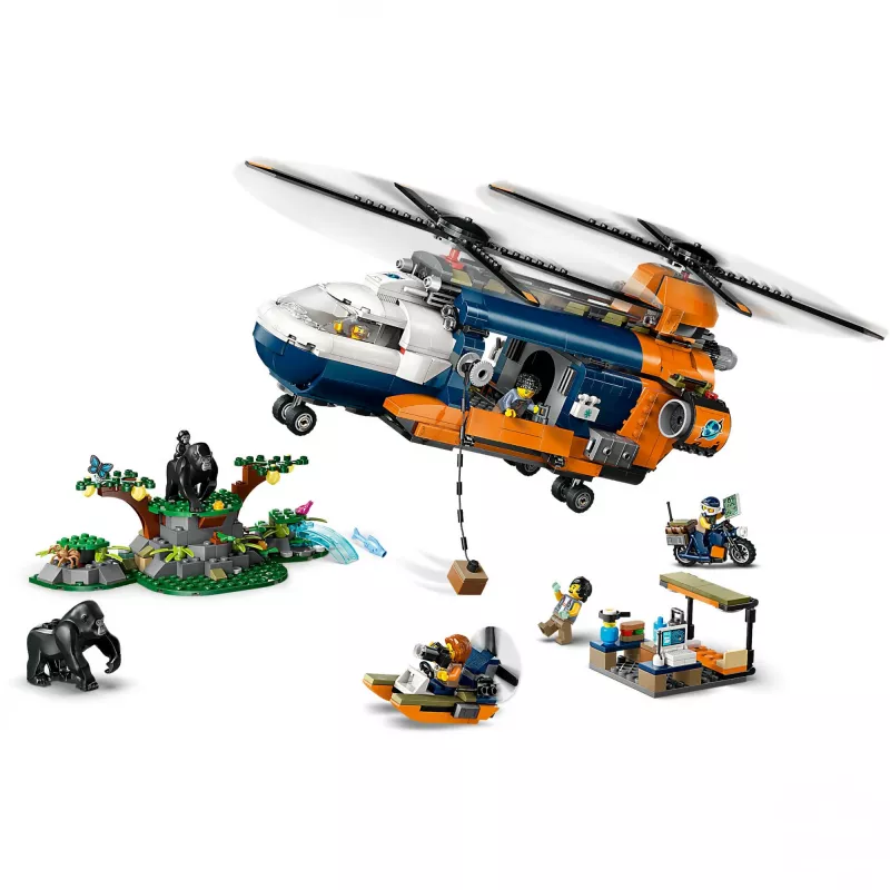 LEGO City 60437 viidakkotutkijahelikopteri tukikohdassa