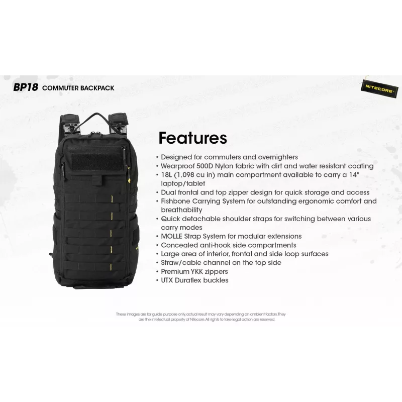 Nitecore BP18 kannettavan tietokoneen reppu