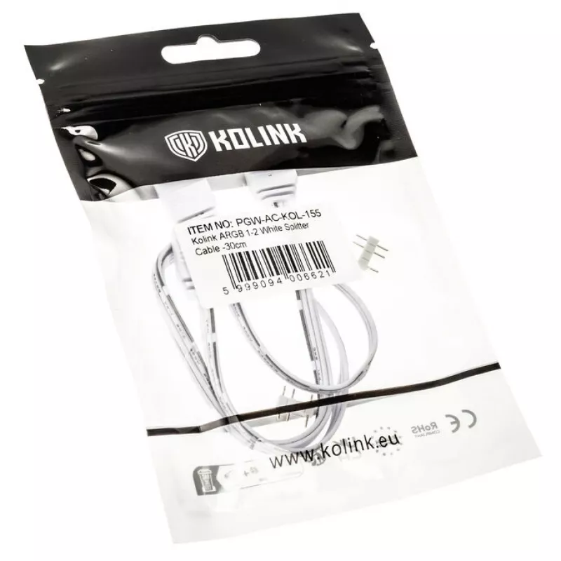 Kolink ARGB 1-2 haaroituskaapeli - 30cm, valkoinen (PGW-AC-KOL-155)
