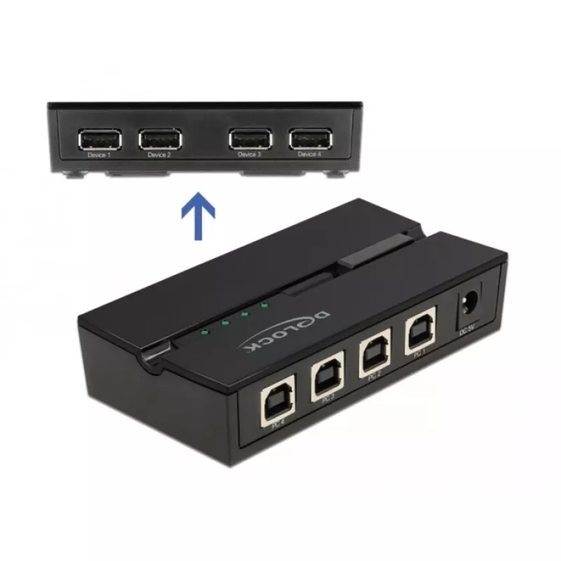 DeLOCK 11494 tietokoneen datakytkin musta USB Type-A Type-B 0,48 Gbit/s