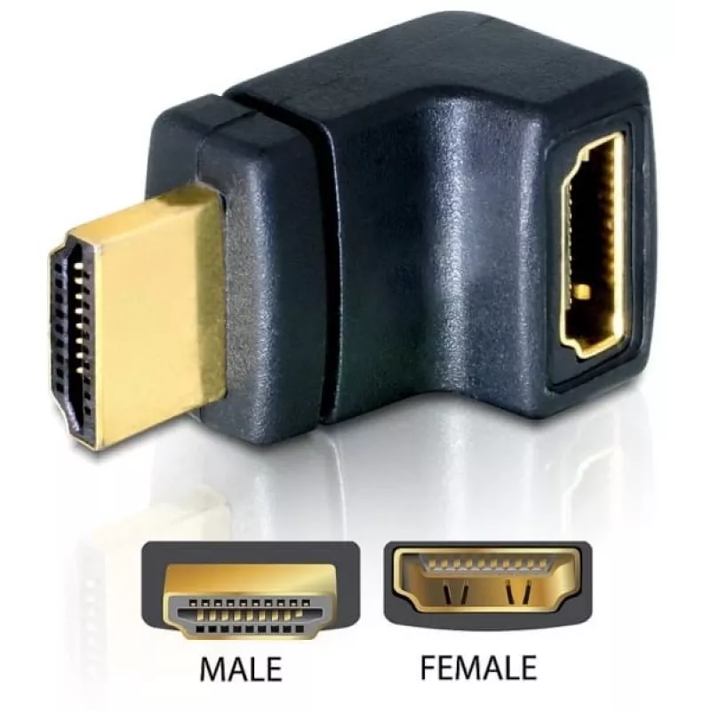 HDMI-adapteri DeLOCK 65072 HDMI-uros / HDMI-naaras, 90° ylöspäin