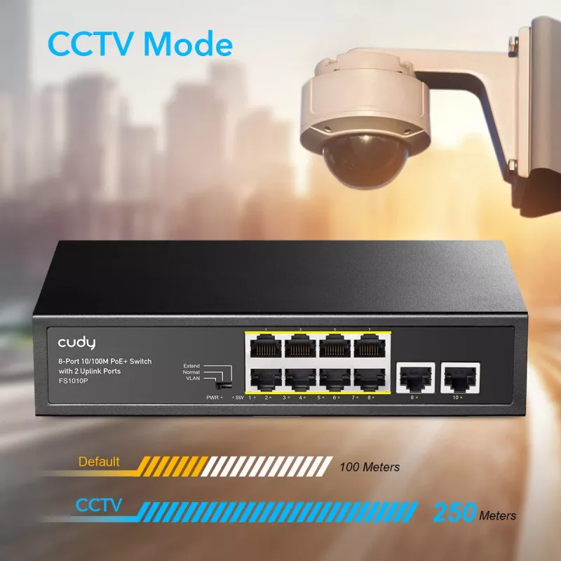 Cudy FS1010P verkkokytkin Fast Ethernet (10/100) Power over Ethernet (PoE) musta