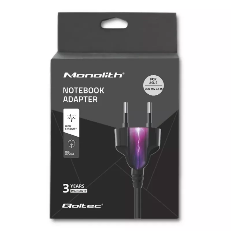 Qoltec virtalähde ASUS-kannettava 65W 3,42A 19V 5,5x2,5 50018.65W