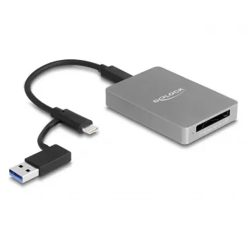 DeLOCK USB Type-C -kortinlukija CFexpress XQD alumiini harmaa 10000 Mbit/s