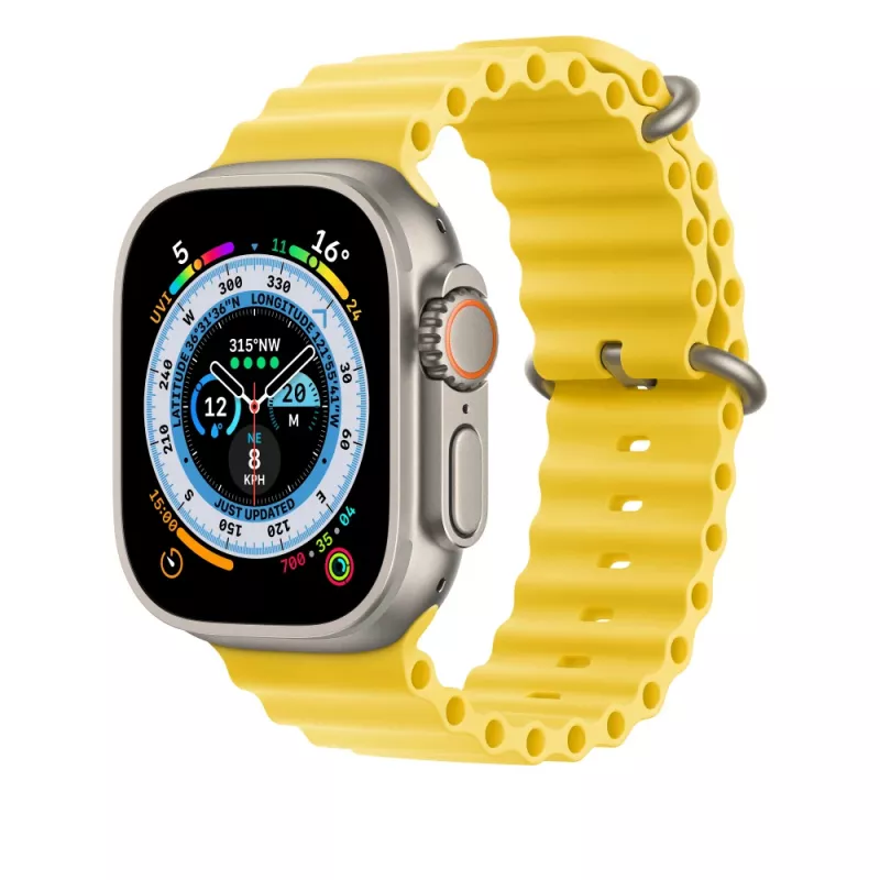 Apple MQED3ZM/A -ranneke älykellon lisäosa keltainen fluoroelastomeeri