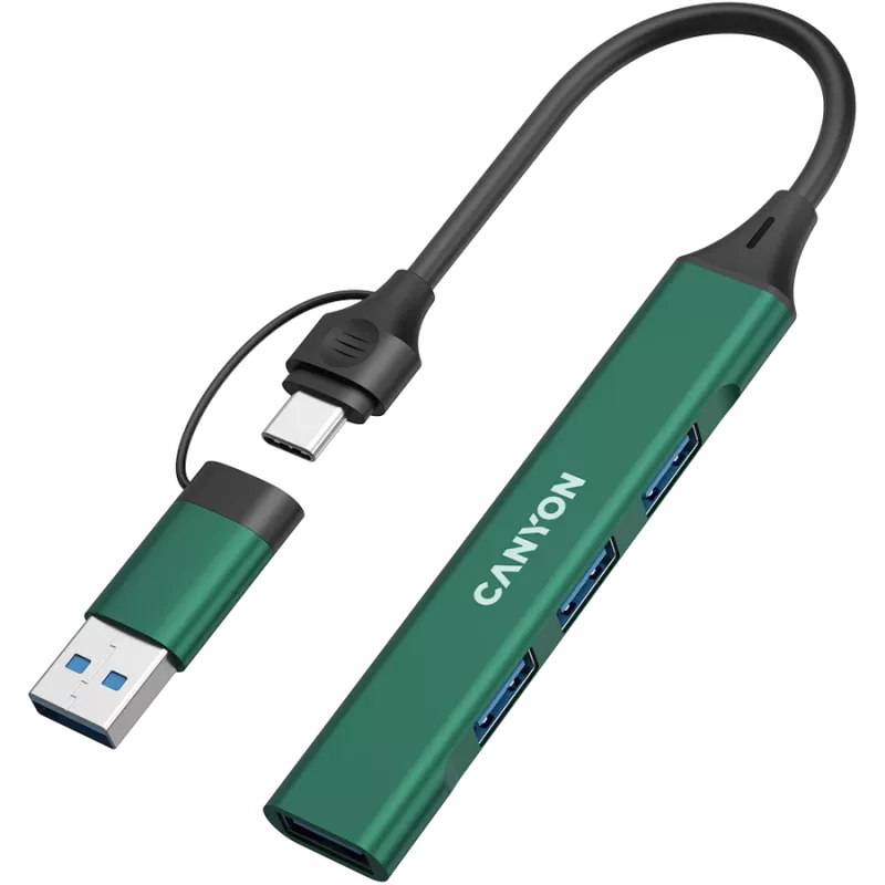 CANYON keskitin DS-02 4in1 USB-A/C vihreä