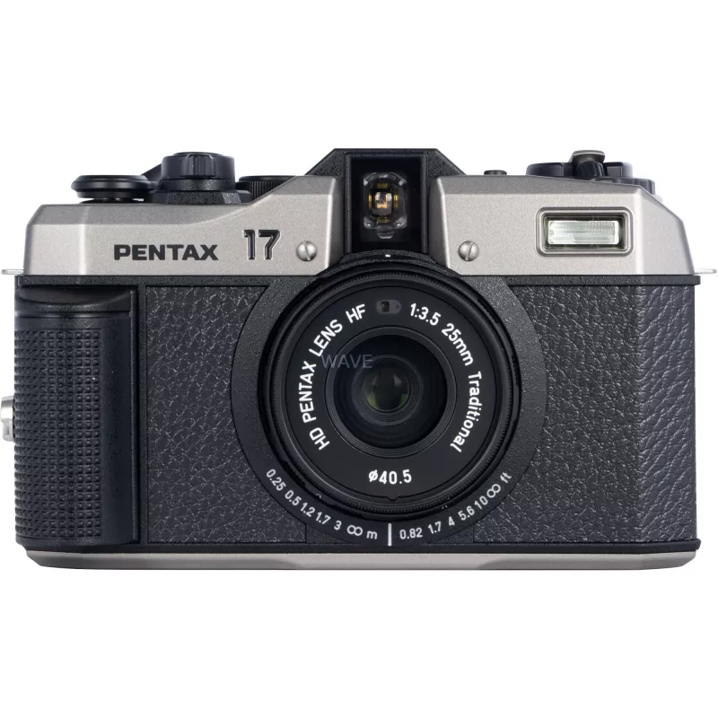 Pentax 17 filmikamera, musta/hopea