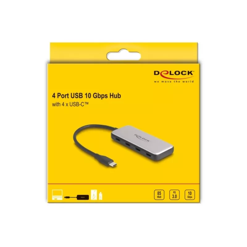 DeLOCK 64261 USB 3.2 Gen 1 Type-C -keskitin 10000 Mbit/s musta harmaa
