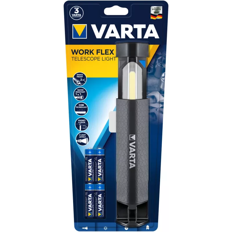 LED-työvalaisin Varta Work Flex musta 250 lm IPX4