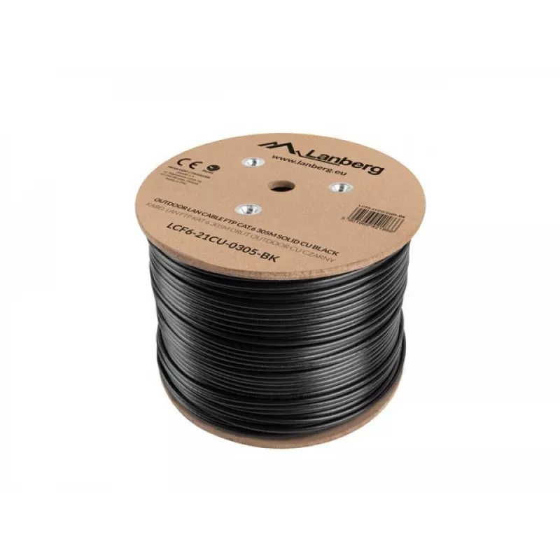Lanberg LCF6-21CU-0305-BK verkkokaapeli musta 305 m Cat6 F/UTP (FTP) ulkokäyttöön