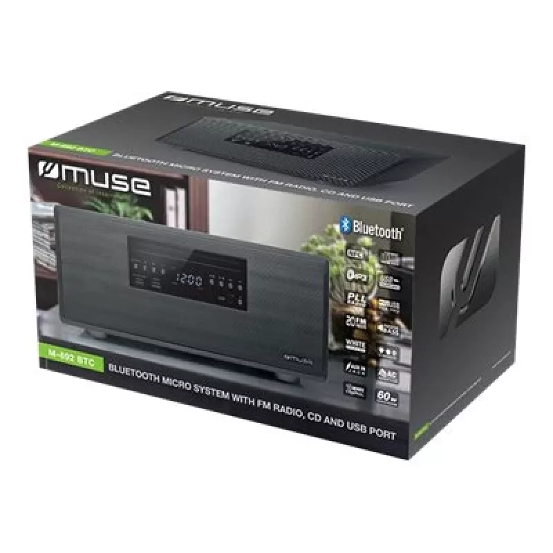 Muse | Bluetooth-mikrojärjestelmä | M-692 BTC | Kyllä | 2 x 30 W | Bluetooth | musta | NFC-toiminnot | langaton yhteys