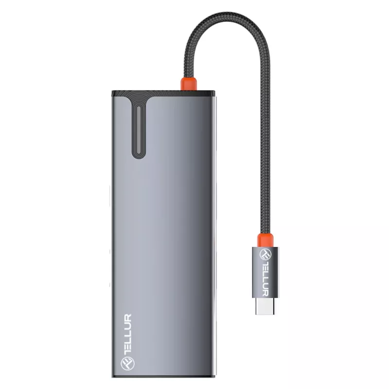USB-C-keskitin Tellur TLL321061 PD 3.0 100W, HDMI-lähtö ja 3× USB 3.0 -liitäntää